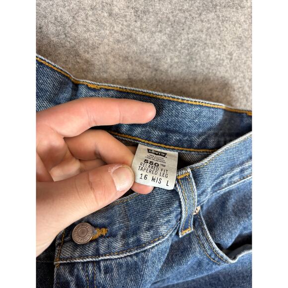 Levis 550 Jeans Womens Size 16 Blue Relaxed Fit Tapered Leg Streetwear Red Tab - Picture 7 of 9